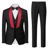 Herrenanzüge 2024- (Blazer Weste Coat Hosen) Mode Gentleman Business Casual Trend Hochzeit Host Doppel-Split-Kleideranzug 3 Stück