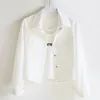 Женские блузки 2024 Рубашки Мода Универсальные короткие куртки с возлюбленной и возрастной уменьшением тонкой рубашки топ с твердым цветом модный модный