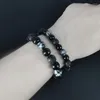 Strand Nature Volcano Kamienne koraliki Bracelet dla mężczyzn Vintage punk elastyczne okrągłe koraliki miłośnicy 8/10 mm pary Prezent biżuterii