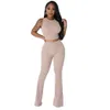 Pantalon féminin en gros de deux pièces Fashion Summer Casual Color Color Pit à rayures Sans manches Micro Raglan Best Sell
