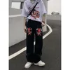 American Street Devil Printed Jeans for Men's Summer Fashion Brand Loose Hip Hop Pi Handsome Straight Leg Floor Dragging Long Pants
