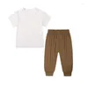 Ensembles de vêtements pour bébés d'été Barmber Bamboo Vêtements de poche de poche ronde Tops de poche et pantalon décontracté 2pcs Tenues pour nourrissons 3 mois -3 ans