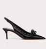 2024 Studini donne popolari SLINGBACK SLINGBACK SCARPE SCARPE PELLE CUTTA NABILI NERA POMPE PUNTI POPOLE POPILE ELEGENTE EU35-43 Scatola originale