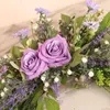 Fleurs décoratives couronne de rose Margue de lune suspendue Imitation artificielle swag floral lintel violet chrysanthemum porte de porte arc