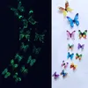 12pcSset Luminous Butterfly Wall Stickers Living Room Butterflies for Wedding Party Decoration Home 3d Fridge Decals Fond Paper 240418