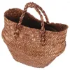 Storage Bags Woven Seagrass Basket Hand Belly For With Handles