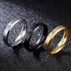 Anéis de banda 4mm simples lish smoens womens anel preto aço inoxidável aço masculino anel de presente de aniversário Q240427