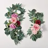 Decorative Flowers Yan Artificial Wedding Arch Kit Boho Dusty Rose Blue Eucalyptus Garland Drapes For Decorations Welcome Sign