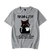 Black Cat to Do List Graphic T Shirts Funny Coffee Tshirts Tops Oversize Tshirt Fashion Harajuku Men Brand 240426