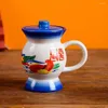 Tazas Retro Cerámico de estilo chino Copa de cama de cerámica Funny Water Multifuncional Leche o taza de café Regalo de cumpleaños perfecto