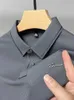 Leichte Luxusmarke Ice Seide Kurzärmele Polo-Hemd für Herren 2024 Sommer Neues modisches gestickeltes T-Shirt Casual Silk Mens Clothing 240426
