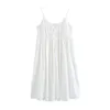 Women's Sleepwear Women Summer Sleeveless Spaghetti Strap Night Dress Sexy V-neck Knee-Length Nightie Loose Design White Cotton Nightdress