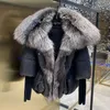 Dames naar beneden parkas Janveny Winter Winter Women Puffer Coat White Duck Jacket Super Large Real Sier Fur Collar Fashion Female Outerwear Drop D DHI60