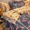 Set di biancheria da letto set in 3 pezzi cotone in cotone a 4 pezzi Fress da vento principessa Coperchio trapunta aderente