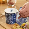 Tassen Original Blumen Kaffeetasse Schöne Milch Tee Müsli Porzellan Frühstückstassen Keramik Bone China Cup Creative Geschenk für Freunde J240428