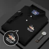 MLSHP Summer Cotton Mens Polo Shirts Högkvalitativ kort ärm Solid Color Embroidery Business Casual Male Tshirts Man Tees 240423