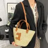 Designer Summer Women's Fashion Woven Vegetable Basket Bag Arc De Beach Straw Bucket Bag Luxury Fashion Handbag Shoulder