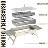 Détachement de camping grillle portable midi poêle repliant barbecue goototer durable rack de barbe à barbecue pliable