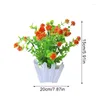 Fleurs décoratives plantes de bonsaï artificielles fleur avec une petite clôture en pot faux ornements en pot pour décoration de table d'accueil El Garden Decor