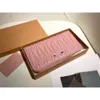 Luxury Brand Handbag Designer Women's Bag Pleated Wallet True Pickup Card Clip Pink Two Fold Big Money Bag