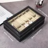 Watch Box 12Slot Case with Large Glass Lid Removable Pillows Organizer Gift for Loved Ones 240412