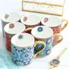 Tassen marokkanischer Stil Kaffeetasse Goldgriff Retro Textur Keramik Tee Paar Hochzeitsgeschenk 300ml J240428