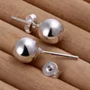 Stud -oorbellen 925 Sterling Silver 6mm/8 mm/10 mm Ronde Cirkel Solid Ball Bead Woman Fashion Wedding Party Sieraden