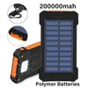 Mobiele telefoonbanken Nieuw 200000 mAh Solar Cell Pack met hoge capaciteit Draagbaar met gebonden kompas externe batterij opladen Power Pack J04