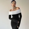 Sukienki swobodne Zabrina Black for Women Formal Off the ramię Elegancki francuski bodycon Borday Birthday Maxi Robe