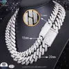 RTS 925 Gümüş 20 mm genişliğinde 3 sıralar Gra VVS ile Küba Bağlantı Zinciri Out Out Rapçi Hiphop Jewelry için Elmas Moissanite