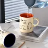 Tassen 420 ml Keramik Katze und Hund Paar Tasse Hitzeresistente Milch Kaffeetasse Hand gezeichnet Home Juice Tasse Mikrowelle Safe J240428
