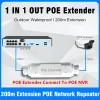 Cameras Poe Extender extérieur imperméable 200 mètres de gamme Poe Repeater 1 sur 2 Sortie 48V Commutateur réseau POE Adaptateur IEEE 802.3at / af