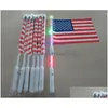 Banner vlaggen Hand geleid Amerikaanse 4e van JY Independence Day USA Patriotic Days Parade Party Flag met Lights S Drop Delivery Home Gard Dhopt