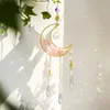 Décorations de jardin Suncatcher Crystal Moon étoile suspendue Ornement de guérison cristaux arc-en-ciel pour le jardin Décoration extérieure Décor de fenêtre printanier