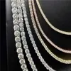 RAKOL ZPN144 Moissanite 3mm Tennis Hip hop S925 Silver 18k Gold Plated Women Men Necklace Chain Luxury Jewelry Wholesale Price