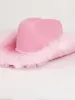 Kolorowy feather zachodni kowboj kapelusz brytyjski retro jazz hat impreza halloween karnawałowy kapelusz szeroko brzegowy czapkę. 240425