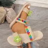 Chaussures décontractées ouverts Sandales pour femmes Slip sur les femmes Espadrilles Femme Summer Beach Shoe 2024 Lady Feme Flower Sandale