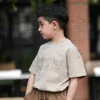 Mode Ess Designer Kinderkinder neuer flockiger Brief reine Baumwolle kurzärmelige Jungen und Mädchen T-Shirt Set