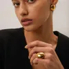 Cluster Anneaux Youthway 18K Gold plaqué en acier inoxydable martelé martelé ovale exagéré exagéré bijou à la mode Gift pour les femmes