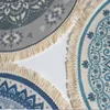 Nordyckie okrągłe dywaniki dywaniki boho etniczna mandala dywan Tassel do salonu bawełniany lniany dywan nowoczesny klasyczny 90cm maty 240420