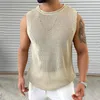 Cuelas de tanques para hombres Knitwear para hombres Casco puro color puro hueco de hombres vintage Camisole sin mangas o cuello ocio