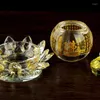 Bicchieri da vino Crystal Lotus Holy Water Cup Buddha fornisce grande tristezza mantra per ornamenti set da tè in stile cinese