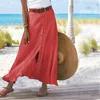 Gonne femminile da donna a colore solido bottone a colore medio-a-a-a-a-ala lungo abbigliamento da spiaggia pacchetto causale hip a-line