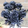 Flores decorativas 1pc Silk Black Rose Artificial Flower Head Bouquet Room Home Lares Wedding Chralloween Halloween Ano Decoração