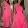 Strapless Evening Dress Long A Line Prom Dresses Sleeveless Tulle Formal Party Prom Gown