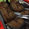 Auto -stoelafdekkingen Bruine luipaardafdrukset van 2 vooraan emmerzitjes Protector Auto accessoires Decor Universal Fit voor Truck
