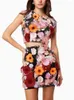 Arbetsklänningar 3D Flower EmbriodeDed Two Piece Women Croped Top och Mini kjolar Matchande uppsättningar 2024 Fashion Female Summer kjoldräkt