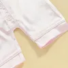 born Baby Girls Boys Loungewear Sleepwear Kids Summer Jumpsuit Pajama Short Sleeve Lapel Solid Color Button Up Nightgown Robe 240418