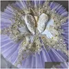 Tanzkleidung Ballett Kinder Professionelle Tutus Purple White Lake Tutu Kinder Kostüm Outfit für Mädchen Dance Wear Drop Lieferung DHFGW