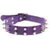 Necklaces Goth Long Spike Choker Punk Faux Leather Collar For Women Men Cool Purple Rivets Studded Chocker Goth Style Necklace Accessories